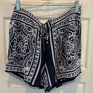 Crown & Ivy High Waist Blue and White Shorts